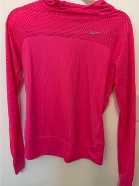 Nike Women's Bright Pink Long Sleeve Hoodie Performance Top